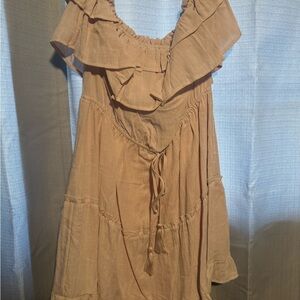 Le Lis Soft Beige Ruffled Dress